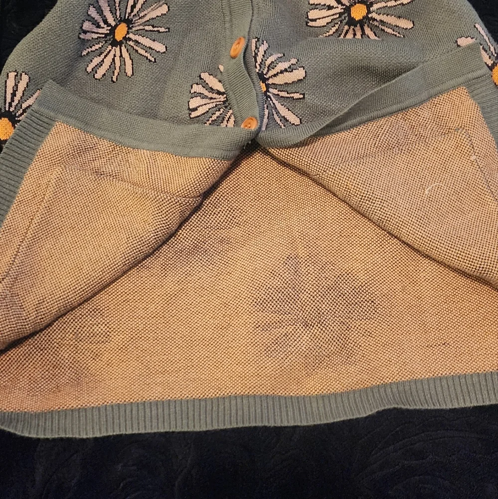 Voodoo Vixen Olive Green & Daisy Cardigan - Picture 4 of 6